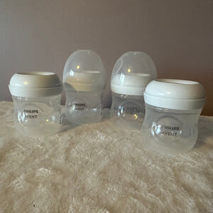 Philips Avent 4oz Clear Baby Bottles Lot of 4 No Nipples Infant Feeding